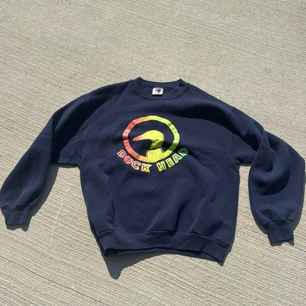 Vintage Duck Head Sweatshirt navy. Lue Logo 80s 90s Made In USA size Large